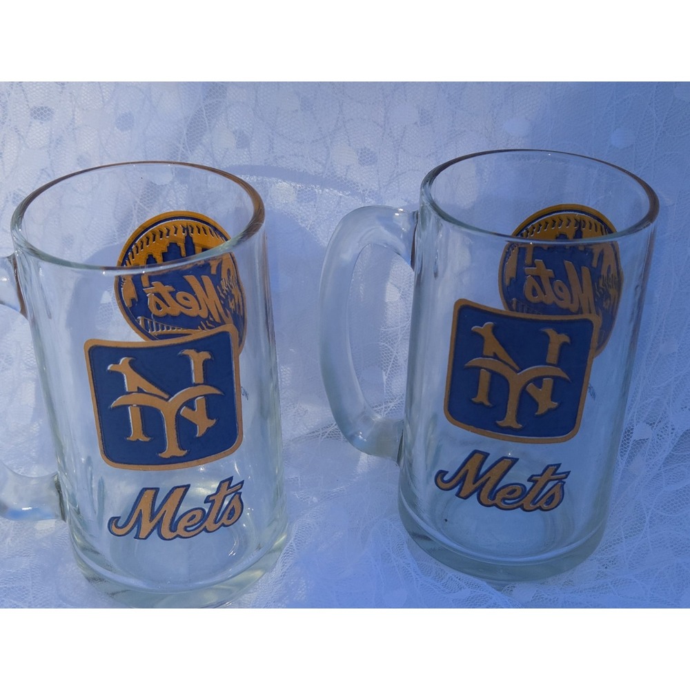 New York Mets 25th Anniversary 1969 World Champions Beer Soda Mugs Set of 2